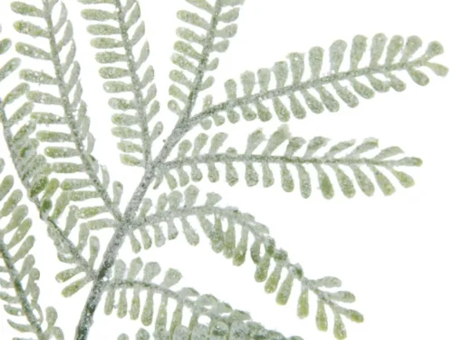 Groene Kunsttak Poosar van kunststof met glitterbladeren, elegante mimosatwijg voor in een vaas
