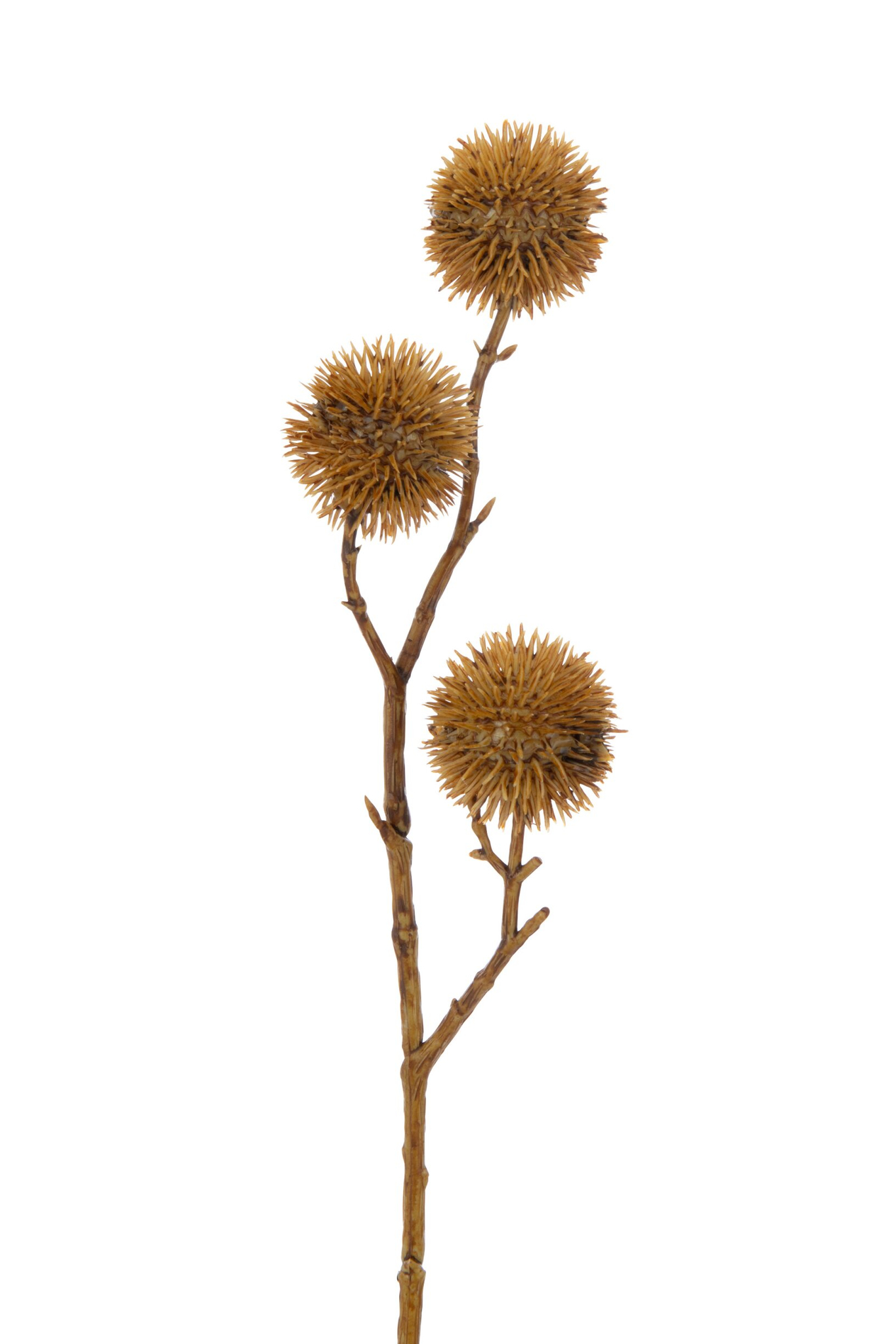 Greerdund kunstbloem allium in warme oker, 37 cm, met drie bolvormige bloemen van kunststof