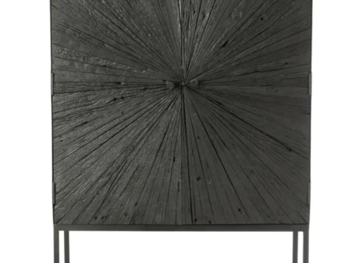 Kast Klaaner Zwart 40 cm met gerecycled hout en slank ijzeren frame, stoere opbergkast