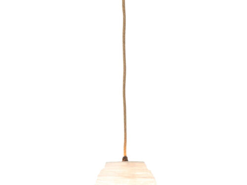 Hanglamp Flalvino Raffia met witte raffia kap en natuurlijke touwophanging voor een zachte, warme uitstraling