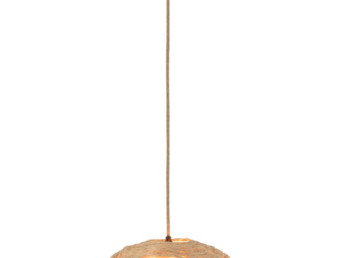 Hanglamp Grootino Bananenblad, ronde naturel lamp van gevlochten bananenblad met warm licht