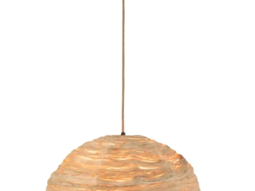 Hanglamp Tooraro van naturel bananenblad met ronde vorm en warm, sfeervol vlechtwerk