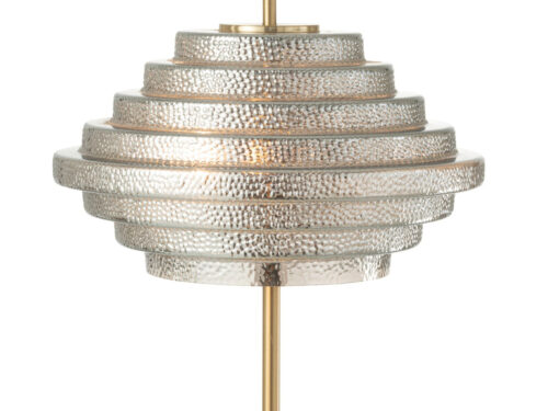 Tafellamp Veiltund goud H36 cm met metalen en glazen ringen, LED-aansluiting en stijlvolle afwerking