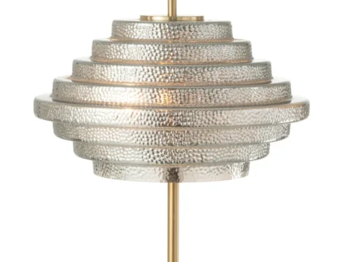 Tafellamp Veiltund goud H36 cm met metalen en glazen ringen, LED-aansluiting en stijlvolle afwerking