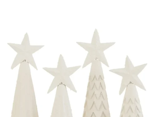 Beeld Raulver mahonie wit H33 cm, set van 2 kerstboomfiguren met rustige winterse uitstraling