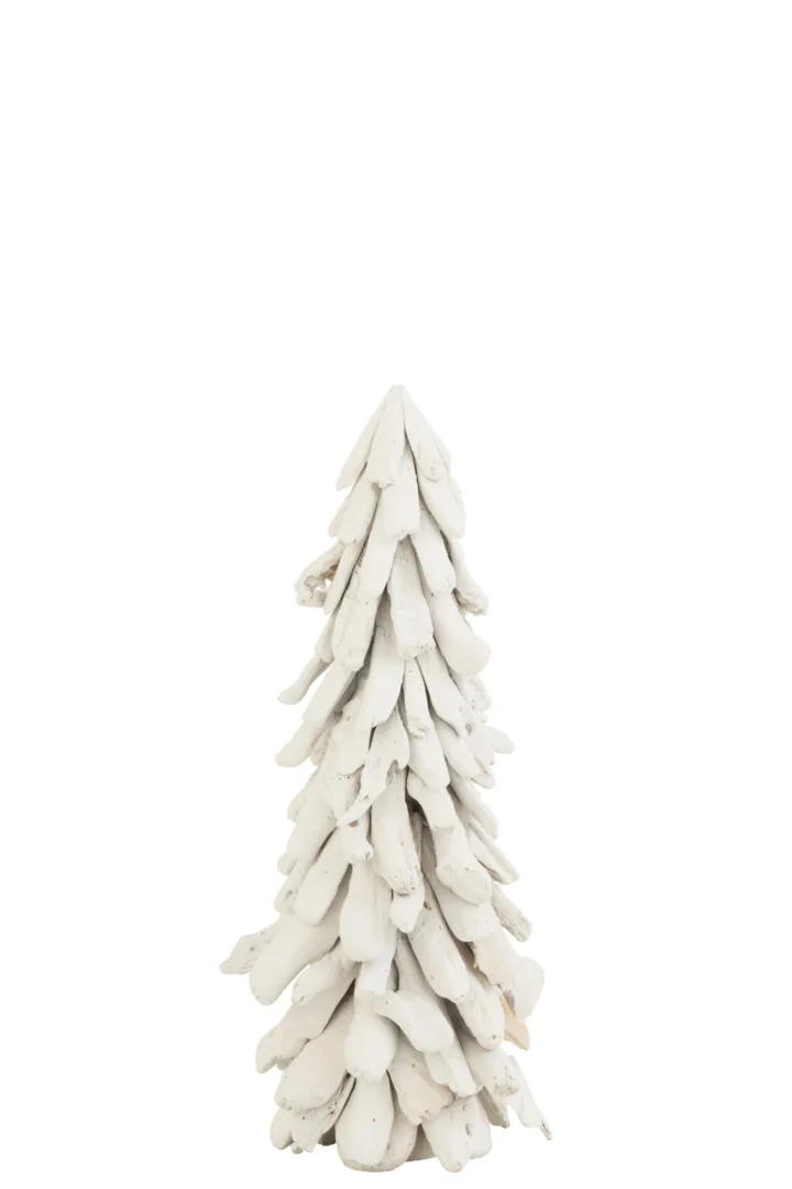 Kunstboom Geerdura Hout Wit H70 cm, decoratieve slanke winterboom van gerecycled hout in wit, 100% natuurlijk