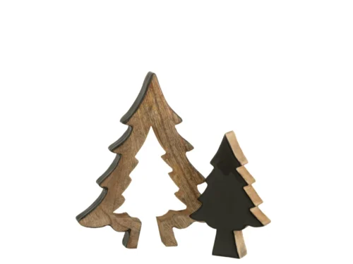 Kunstboom Dinne van zwart en naturel mangohout, speels houten boomdesign als warme woonaccessoire