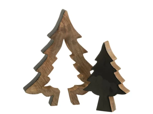 Klaadio zwarte mangohouten boompuzzel, stijlvolle kerstboom decoratie met warme houttint en compact formaat
