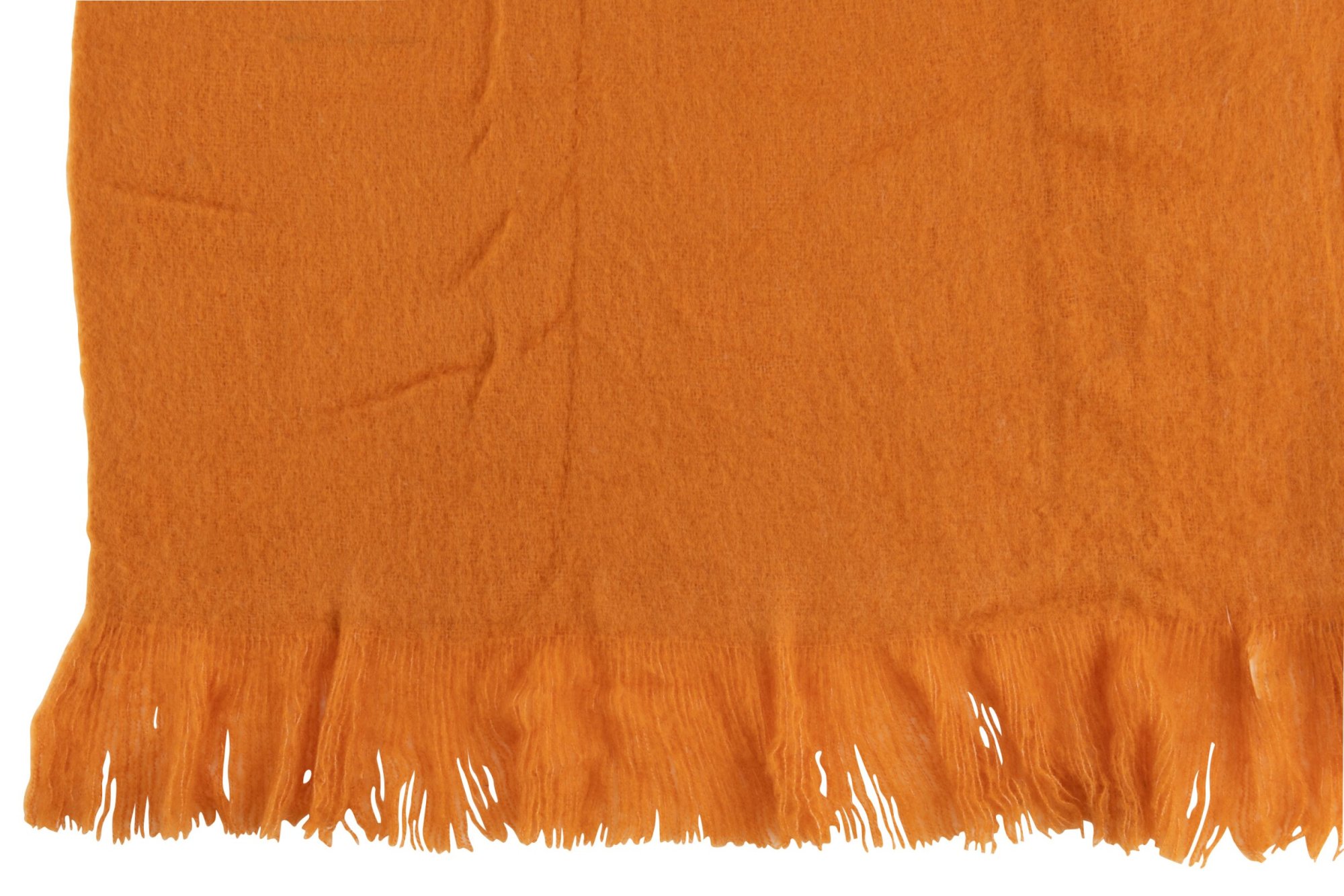 Plaid Dovund Oranje met zachte franjes in warme oranje tint, stijlvol en sfeervol voor bank of bed