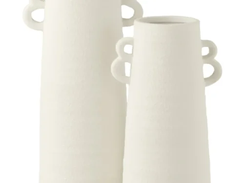 Feesas witte kleivaas H55 cm met conische vorm en karaktervolle handgrepen