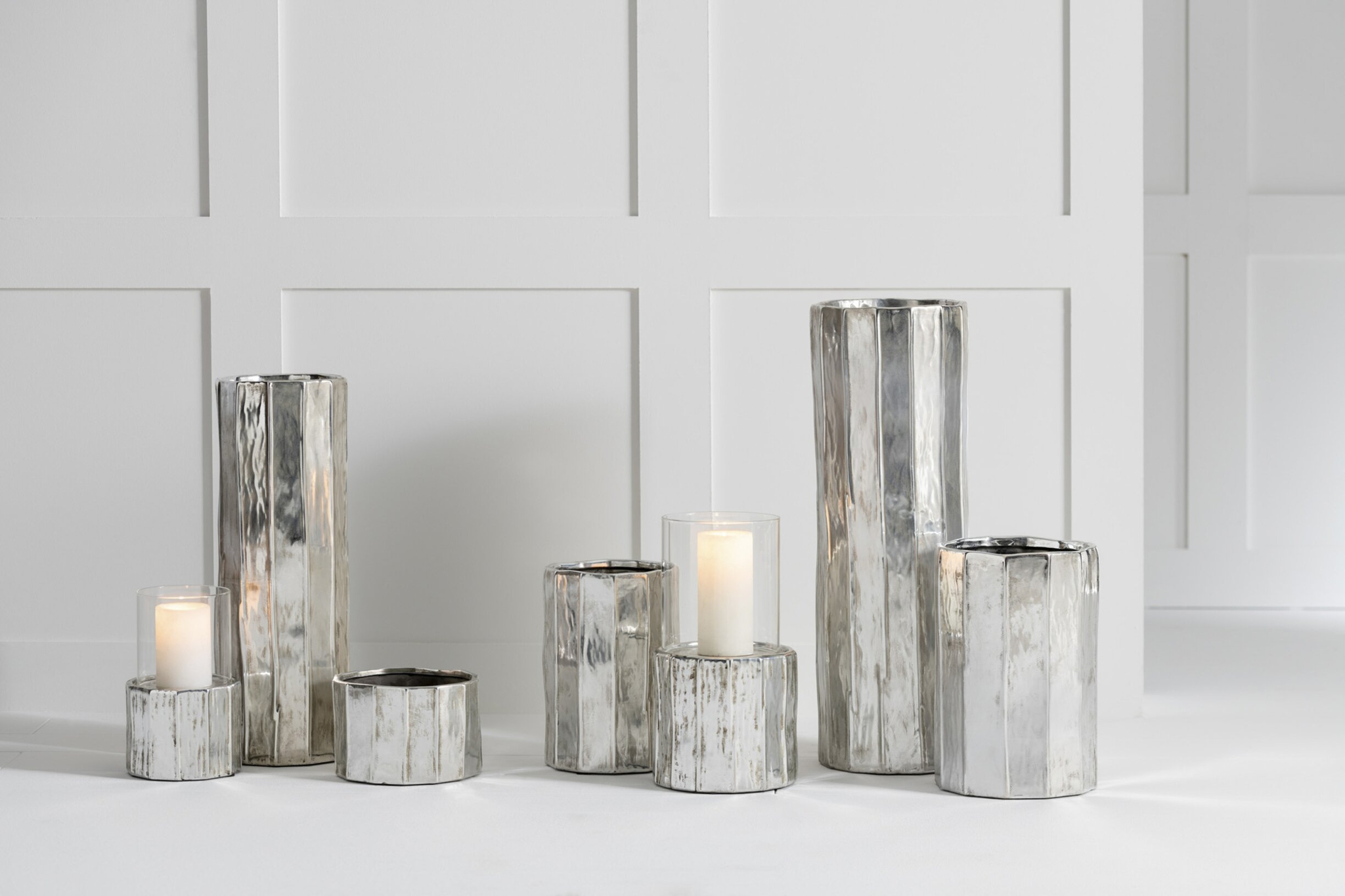 Bloempot Lautora Klei Zilver H25,5 cm