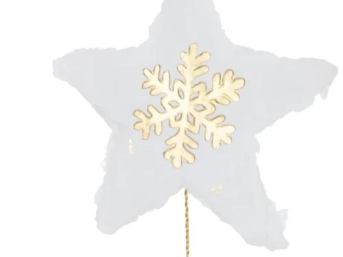 Sterrenhanger Laubella wit katoen met gouden sneeuwvlok, sierlijk aan een koord voor winterse decoratie