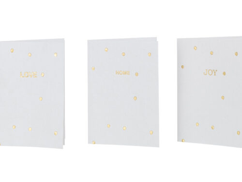 Set van 3 witte Graundel katoenen opbergdozen met gouden stippen en LOVE, HOME, JOY-opdruk