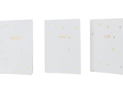 Set van 3 witte Graundel katoenen opbergdozen met gouden stippen en LOVE, HOME, JOY-opdruk