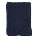 Plaid Huler donkerblauw, gebreid van gerecycled katoen, 130 x 170 cm