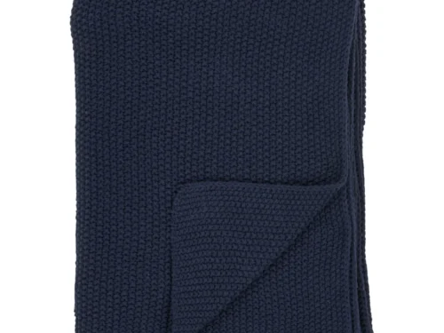 Plaid Huler donkerblauw, gebreid van gerecycled katoen, 130 x 170 cm