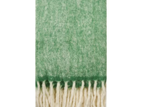 Groen Plaid Odin 130 x170 cm met zachte wolmix en speelse franjes