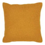 Kussen Vaurdane oker 45x45 cm, vierkant sierkussen van gerecycled katoen met grove structuur