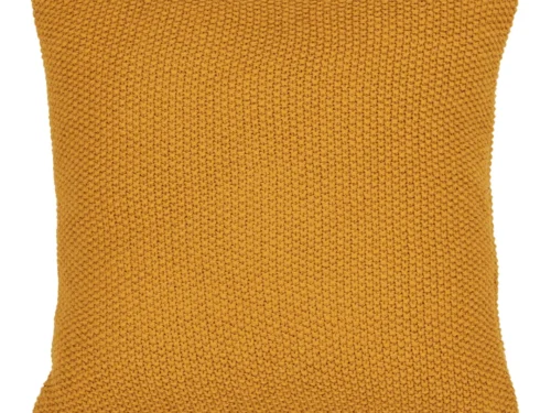 Kussen Vaurdane oker 45x45 cm, vierkant sierkussen van gerecycled katoen met grove structuur