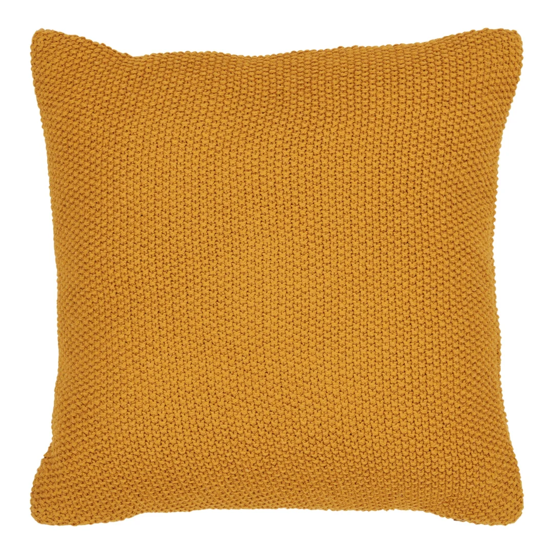 Kussen Vaurdane oker 45x45 cm, vierkant sierkussen van gerecycled katoen met grove structuur