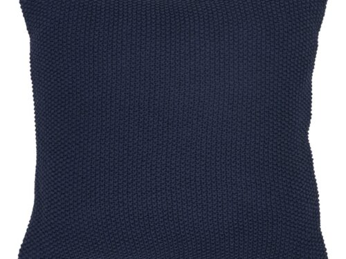 Donkerblauw Breelvin sierkussen 45x45 cm van gerecycled katoen met grof gebreide structuur