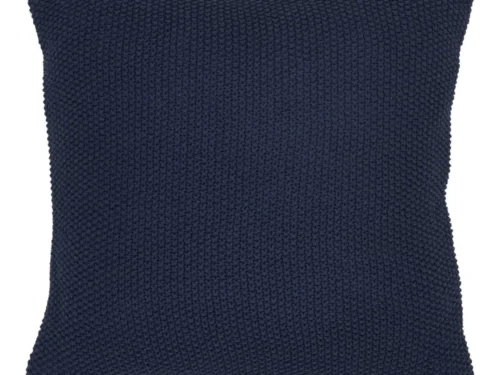 Donkerblauw Breelvin sierkussen 45x45 cm van gerecycled katoen met grof gebreide structuur