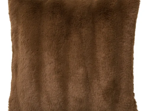 Bruin Vumora sierkussen 45x45 cm met zachte kunstbont uitstraling voor een warme look in huis