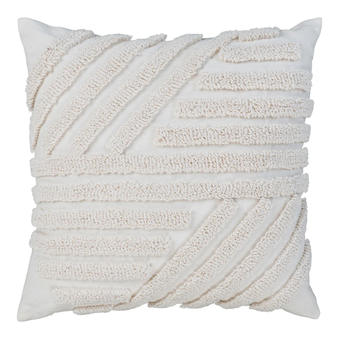 Wit sierkussen Nemino 45 x 45 cm met gebreide textuur en zachte, rustige uitstraling