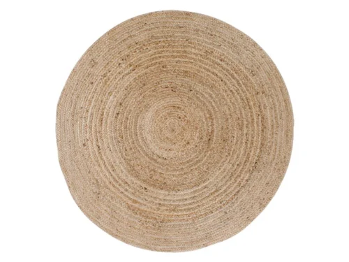 Vloerkleed Klostella Naturel Ø90 cm, rond jute kleed met gevlochten structuur en rustige naturel tint