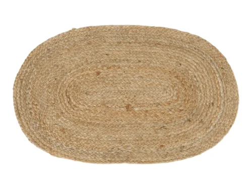 Deurmat Hokek naturel jute 80x50 cm met gevlochten structuur en ovale vorm