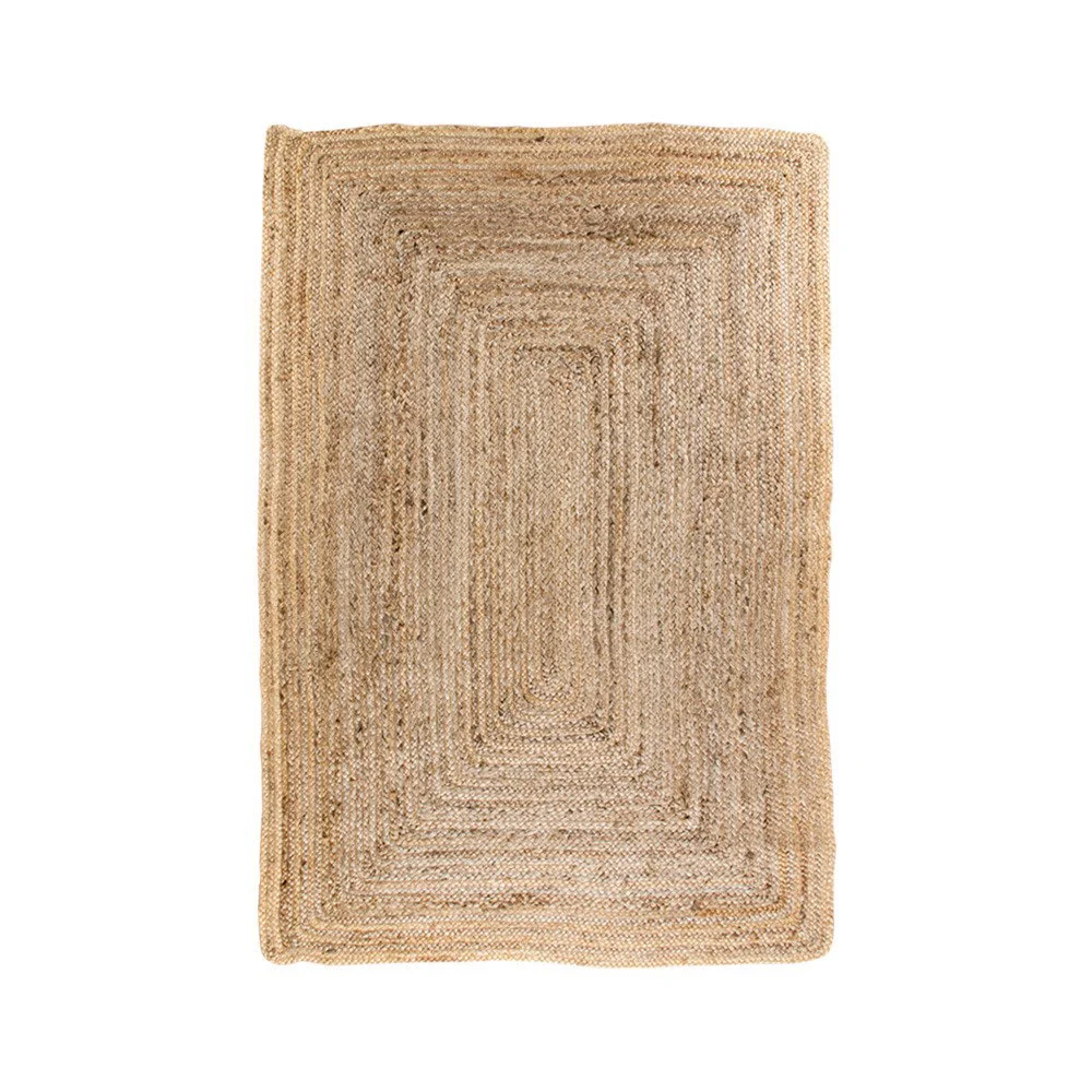 Vloerkleed Grieskol naturel jute 90 x 60 cm, gevlochten met warme rustieke uitstraling