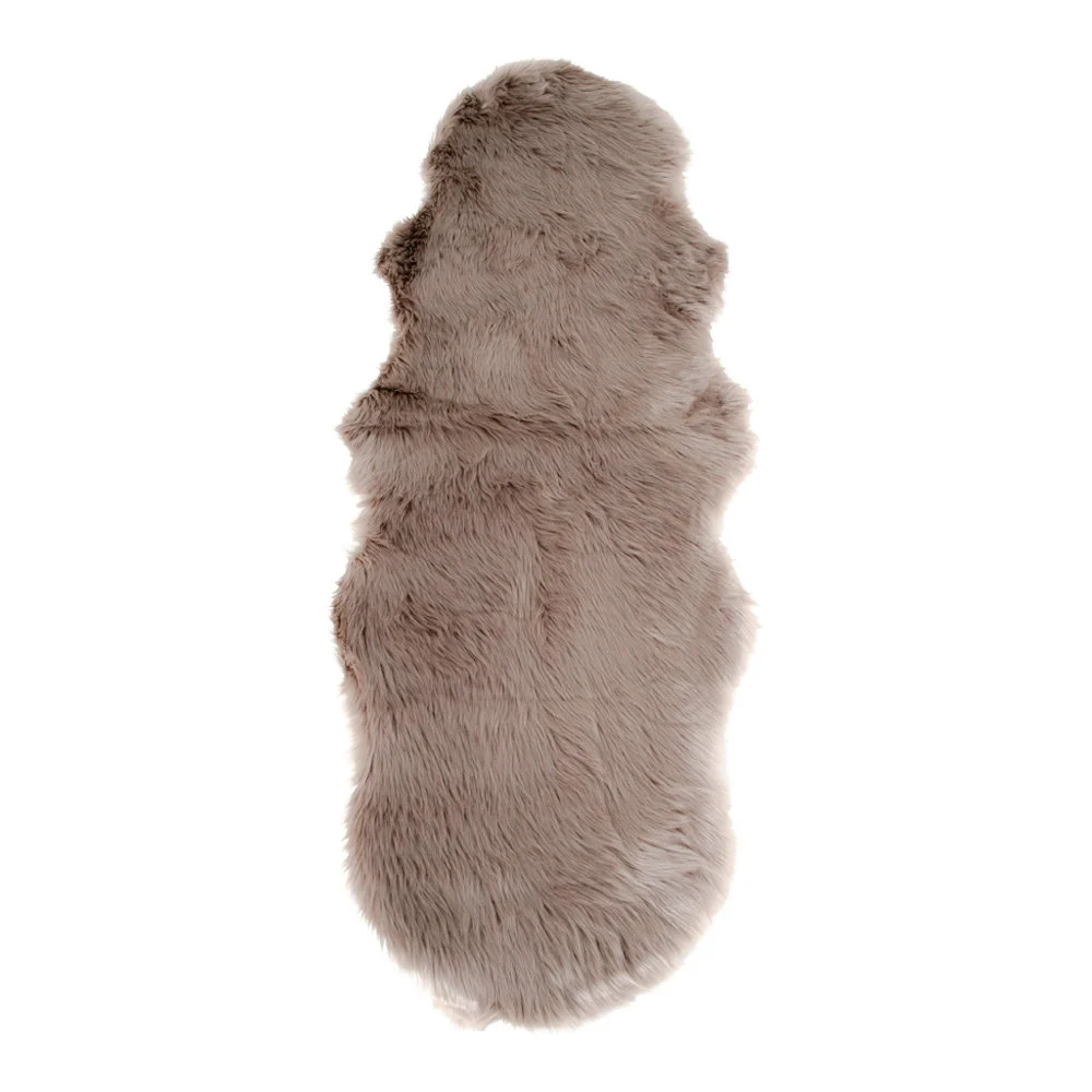 Lamsvacht Lutino lichtbruin polyester, 180 x 60 cm, met lange pool voor warme, zachte woonstijl