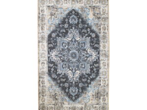 Vloerkleed Mirrone blauw 230x160 cm met klassiek patroon en zachte chenille uitstraling