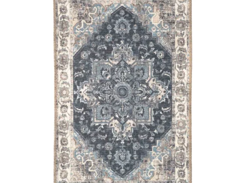 Deurmat Griedond blauw 80 x 50 cm met vintage patroon en antislip, voor een nette entree