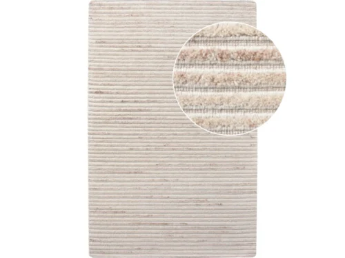 Vloerkleed Stormen Ivoor 230x160 cm, handgetuft wolmix met subtiele strepen en volle structuur