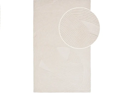 Vloerkleed Booskia ivoor 230x160 cm, handgetuft van 100% wol met zacht reliëf