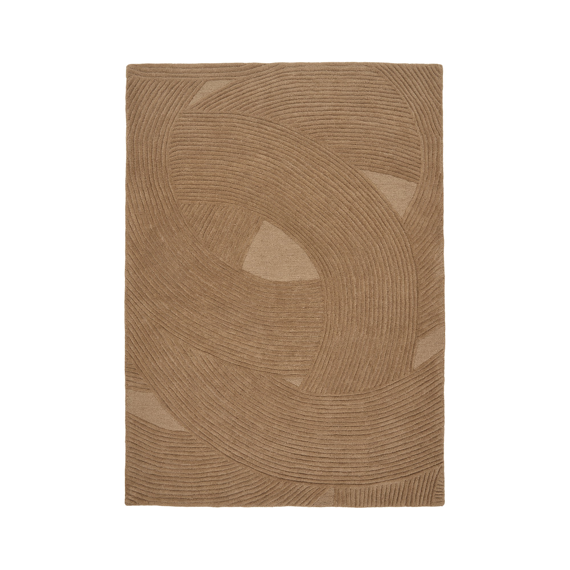 Bruin vloerkleed Zoondio 230x160 cm, handgetuft van 100% wol met rustig grafisch patroon