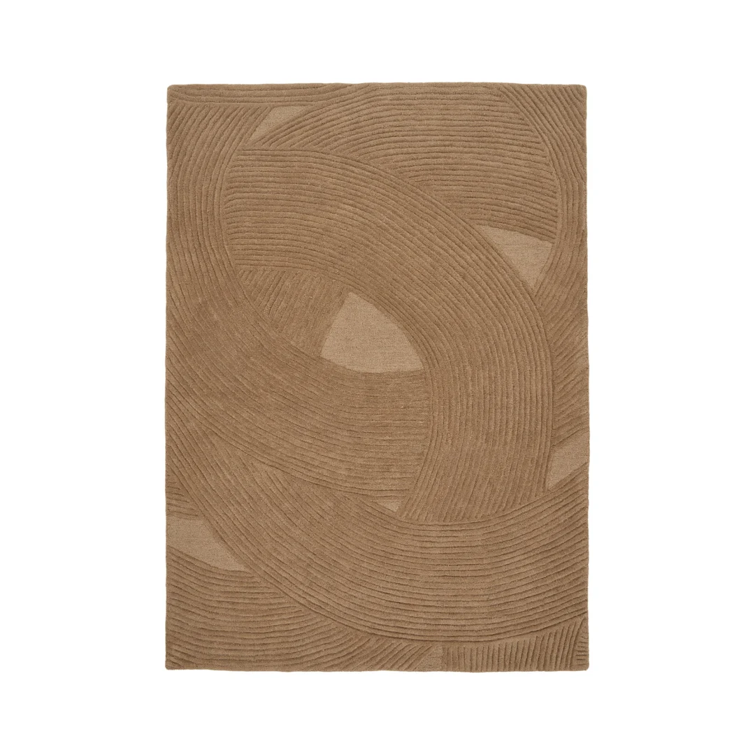 Bruin vloerkleed Zoondio 230x160 cm, handgetuft van 100% wol met rustig grafisch patroon