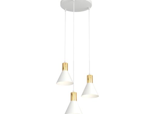 Hanglamp Lamonte Wit Ø16 cm met drie verstelbare spots, witte afwerking en gouden accenten