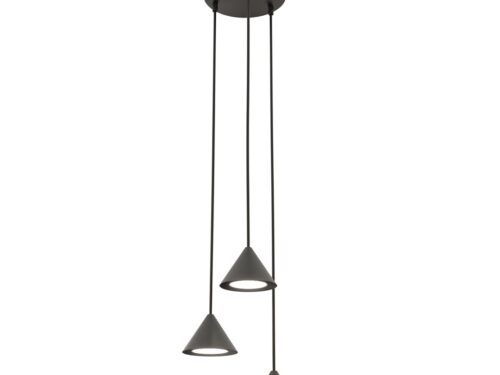 Hanglamp Toobis zwart met drie verstelbare kappen van gepoedercoat staal in minimalistisch design