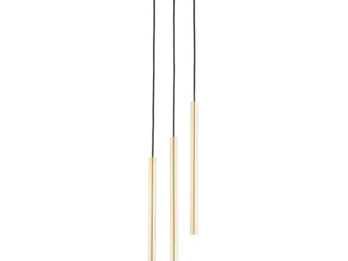 Hanglamp Troonnira Zwart Ø2 cm met 3 verstelbare goudkleurige lichtbuizen en zwarte plafondplaat