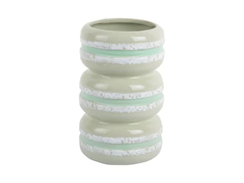 Vaas Aarau zacht groen 20 cm met speelse macaronvorm en frisse pastelaccenten