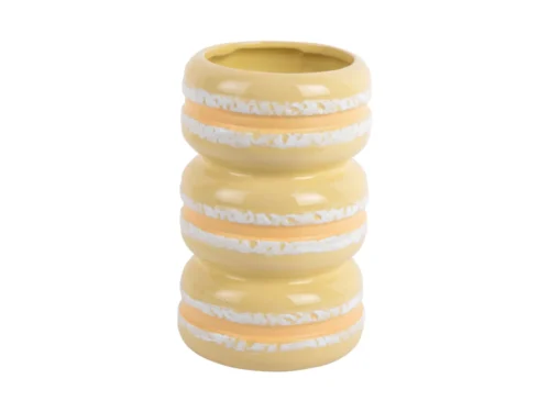 Vaas Tonsik zacht geel 20 cm met speelse macaron-vorm en glanzende afwerking