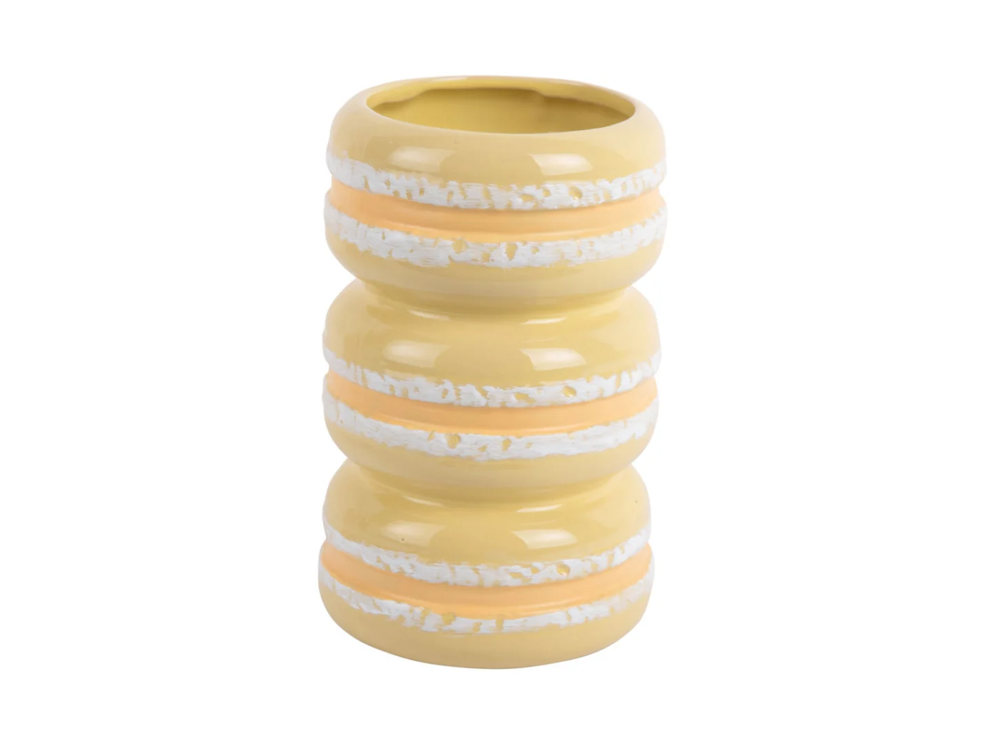 Vaas Tonsik zacht geel 20 cm met speelse macaron-vorm en glanzende afwerking