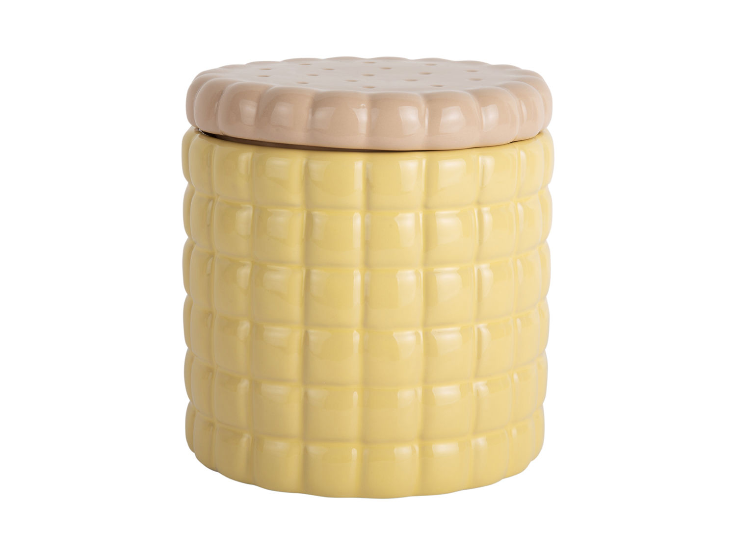 Voorraadpot Jeeltond zacht geel, biscuitvormige cookie tumbler met luchtdichte deksel voor vers bewaren