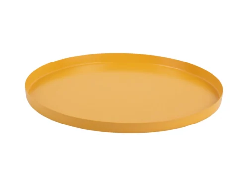 Dienblad Teirun helder geel, rond en compact voor serveren of woonaccessoires