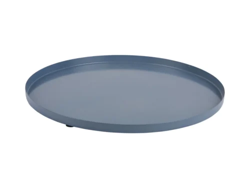 Dienblad Sliesura blauw, rond metalen dienblad met opstaande rand voor serveren of decoreren
