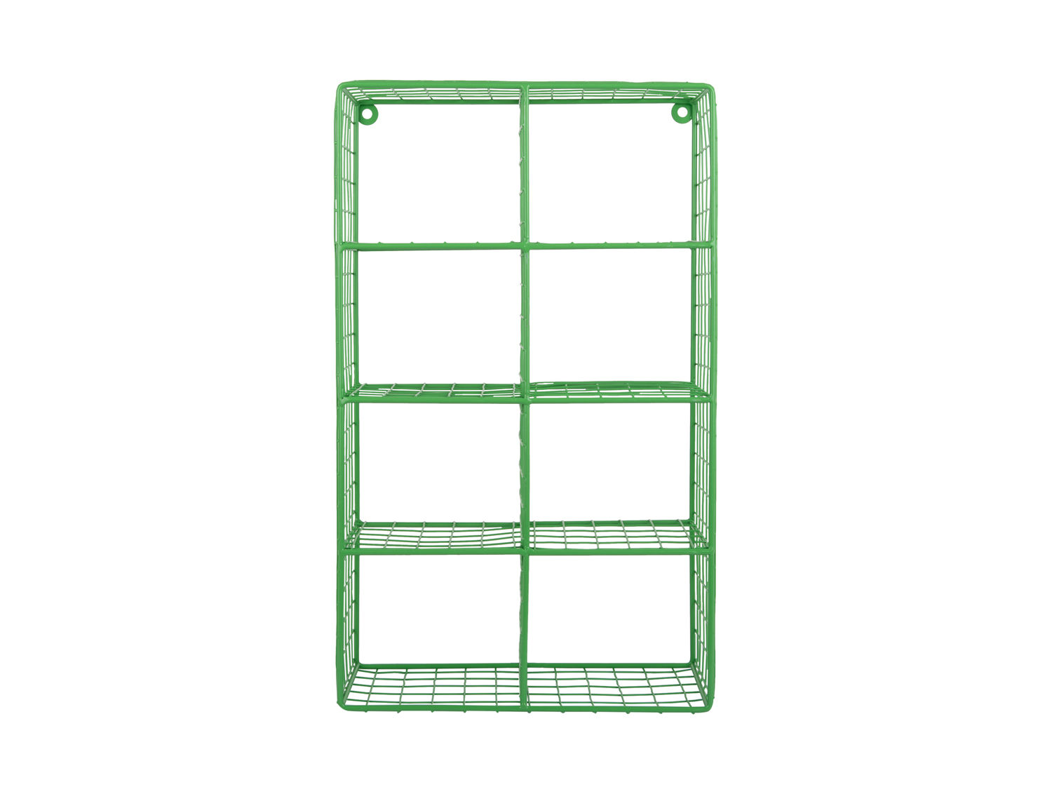 Wandrek Jaukon helder groen 30 cm, draadmetaal met open vakken en vier praktische planken