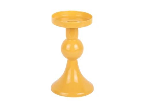 Kandelaar Kirdu helder geel H15 cm, funky woonaccessoire voor diner- en stompkaarsen