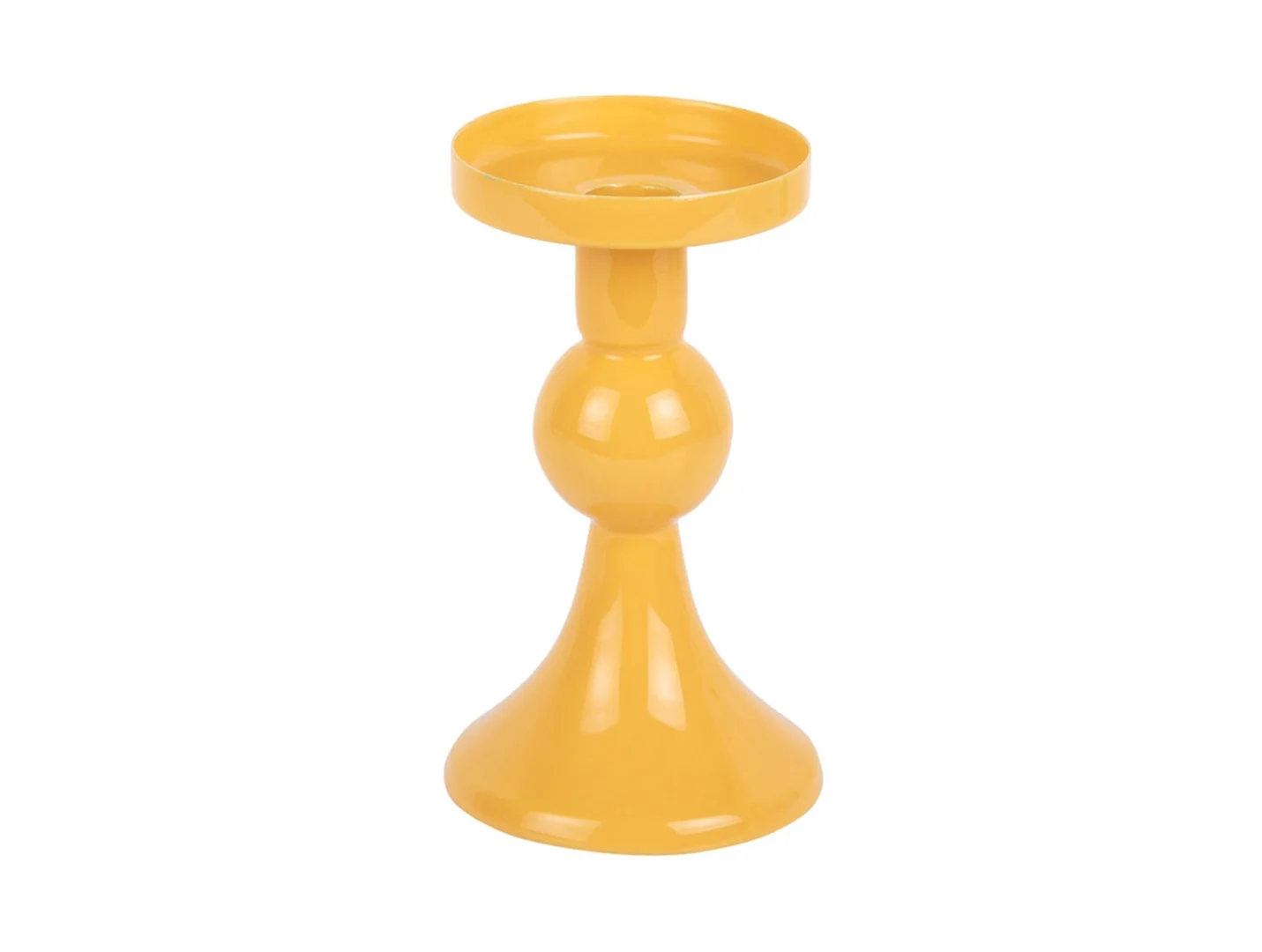 Kandelaar Kirdu helder geel H15 cm, funky woonaccessoire voor diner- en stompkaarsen